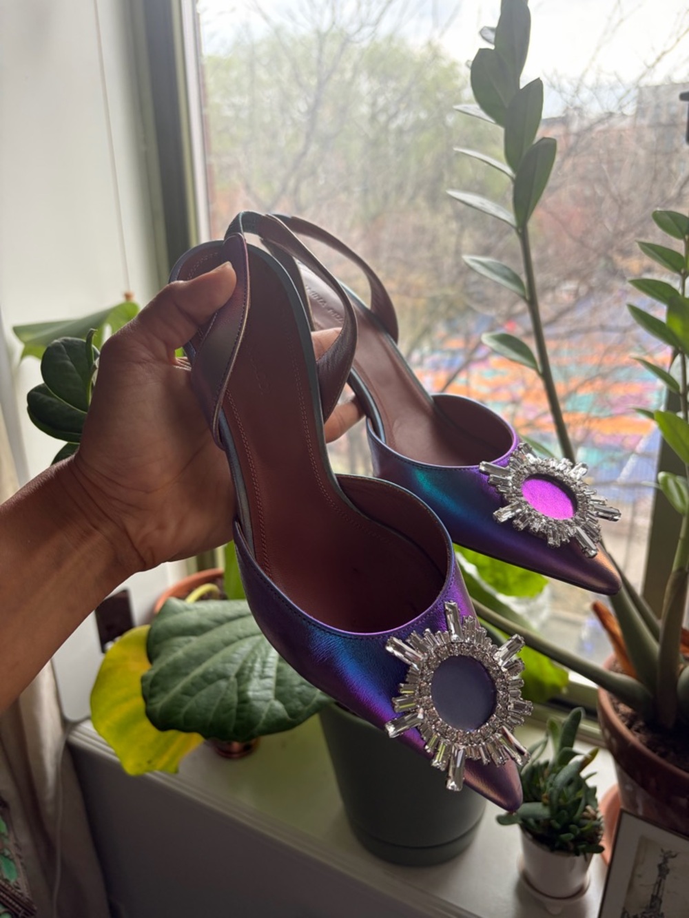 AMINA MUADDI iridescent Begum Leather Slingback Pumps - Picture 12 of 12
